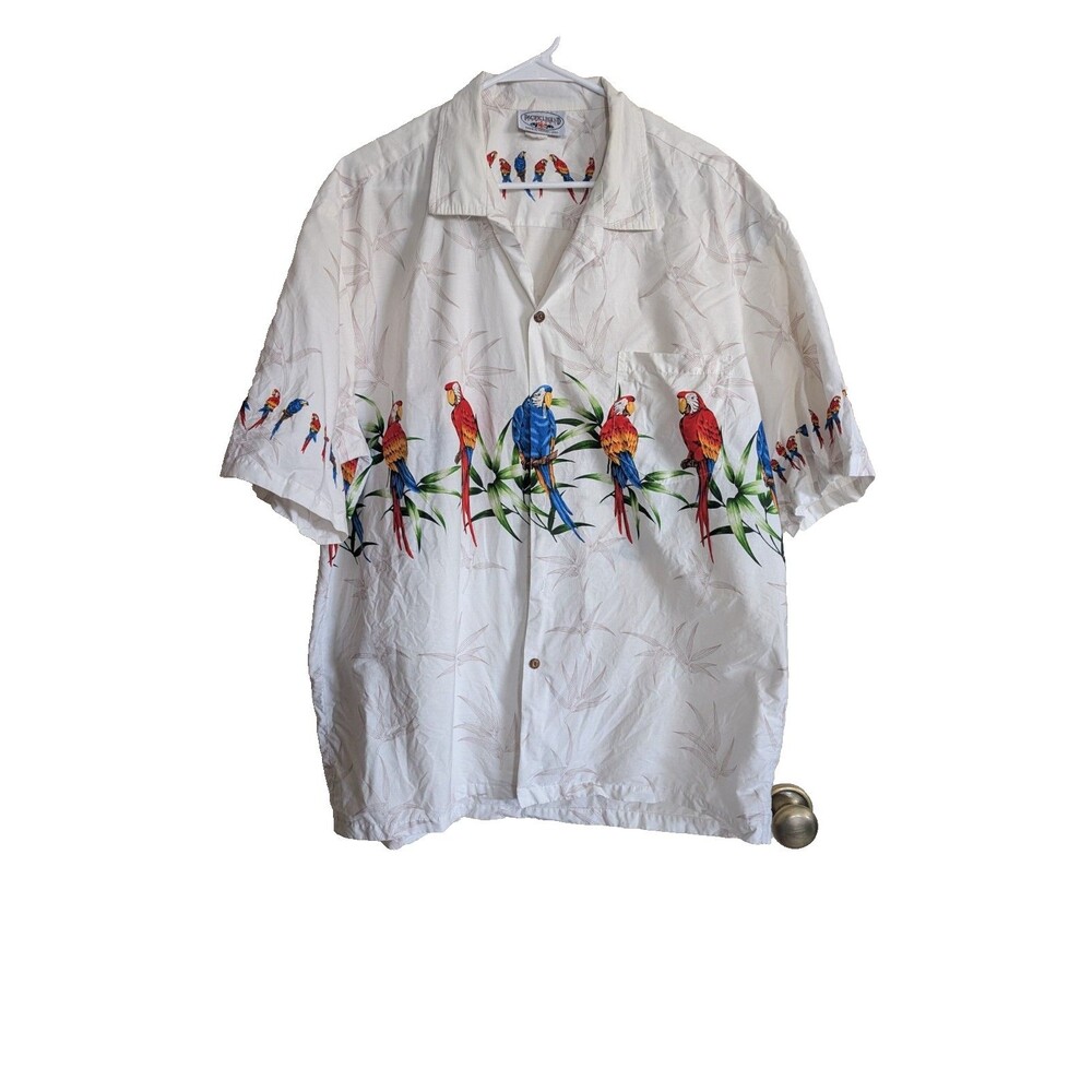Pacific Legend Parrot Hawaiian Shirt 2XL Mens Aloha Tropical Button Up